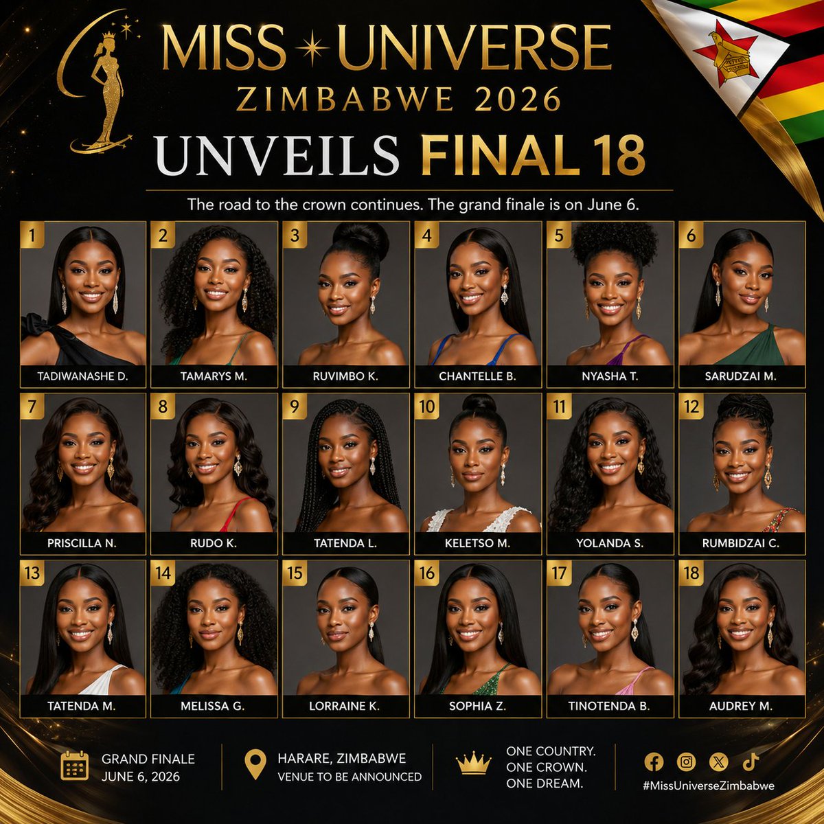 Miss Zimbabwe Cyclone Ree The road to the crown is officially on. Miss Universe Zimbabwe 2026 has ...