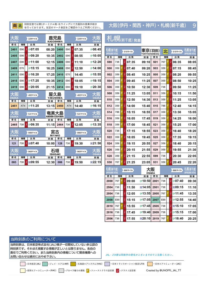 JAL国内線時刻表 2026.6.1〜6.30 ・大阪国際空港/伊丹空港 ・関西国際