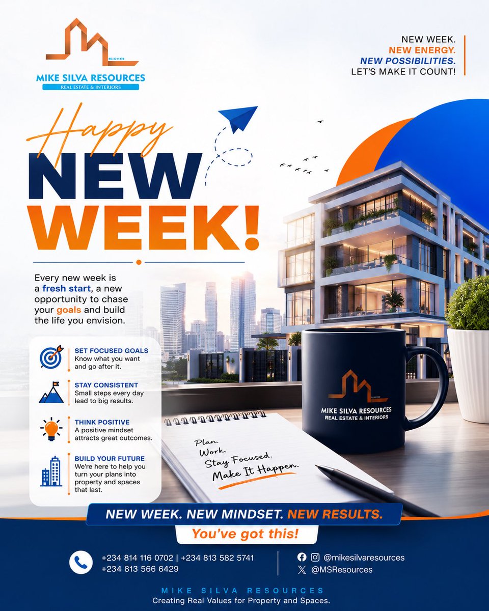 MSResources_'s tweet photo. New Week. New Energy. New Possibilities.

Stay focused, stay consistent, and take bold steps toward your goals this week. Every small effort counts.

Let’s make this week productive and meaningful! 

#HappyNewWeek #MondayMotivation #MikeSilvaResources #NewBeginnings https://t.co/l0ZAqP7Yaq