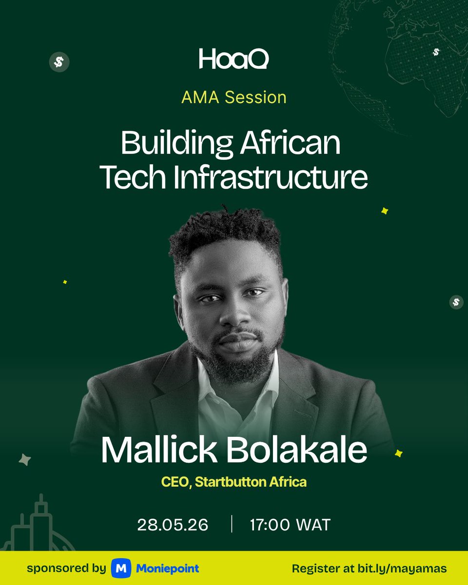 hoaqclub's tweet photo. Expanding in Africa isn't just a product decision.
Licensing. Tax. Compliance across multiple markets.
Mallick Bolakale (CEO, Startbutton Africa) knows all about building that infrastructure.
He joins us for 'Building African Tech Infrastructure'
May 28.
https://t.co/wUyk1ApNBG https://t.co/EUb5SdsQyB