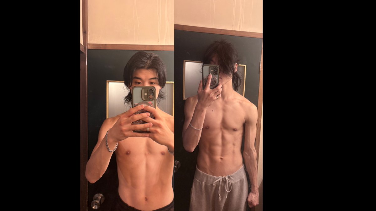 o84bw's tweet photo. 細いし続かないしゴールが見えないから筋トレなんて意味がないと思っていたけど、それよりも優先すべきは習慣、いや自分を客観的視点で変化を見ること。
写真は2ヶ月の変化なんだけど、やったことは毎日写真を撮影することだった。
1日1枚撮影して、3週間目で「あれ？変わってね？」ってなる。 https://t.co/kut7OE0gc2