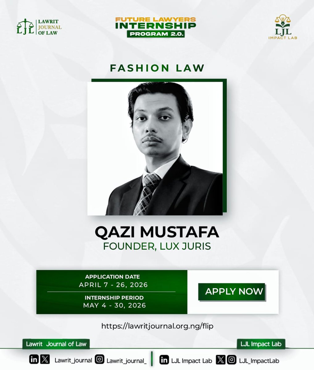 LJL_ImpactLab's tweet photo. MEET OUR FACILITATOR: FASHION LAW
We are excited to introduce Mustafa Qazi as a facilitator at FLIP 2.0.
As the founder of Lux Juris, his work focuses on fashion, luxury, design, with expertise in trademarks, copyright, design rights, and brand protection.
#FLIP2 #FashionLaw #LJL https://t.co/JVO1A5MWuE