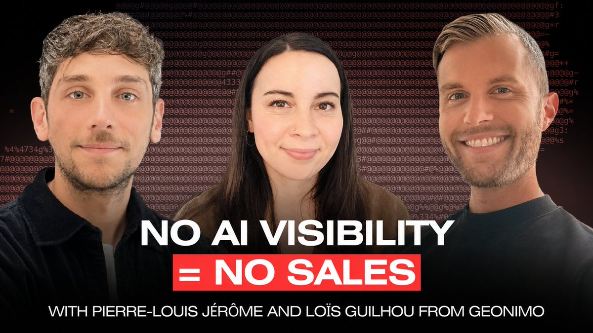 evaoltida's tweet photo. your seo is strong. your google rankings are solid.
and you're still invisible to the ai recommending vendors to your buyers.
sat down with founder pierre-louis and head of sales @lois_Geonimo form @trygeonimo to break down why that gap exists and what to do about it.
what hit different from this conversation:

- only 10% of ai citations overlap with google results. ranking means nothing if the model doesn't know you exist.
- brands with the best seo teams are often the most shocked by their ai visibility audit. the two don't translate the way you'd think.
- there's still a real window for smaller brands to compete before the big players figure this out. but it's closing.
the line that stuck: on google you compete to be clicked. on ai you compete to be chosen.

when did you last check if your brand shows up in an ai answer in your space?
links in the comments 👇