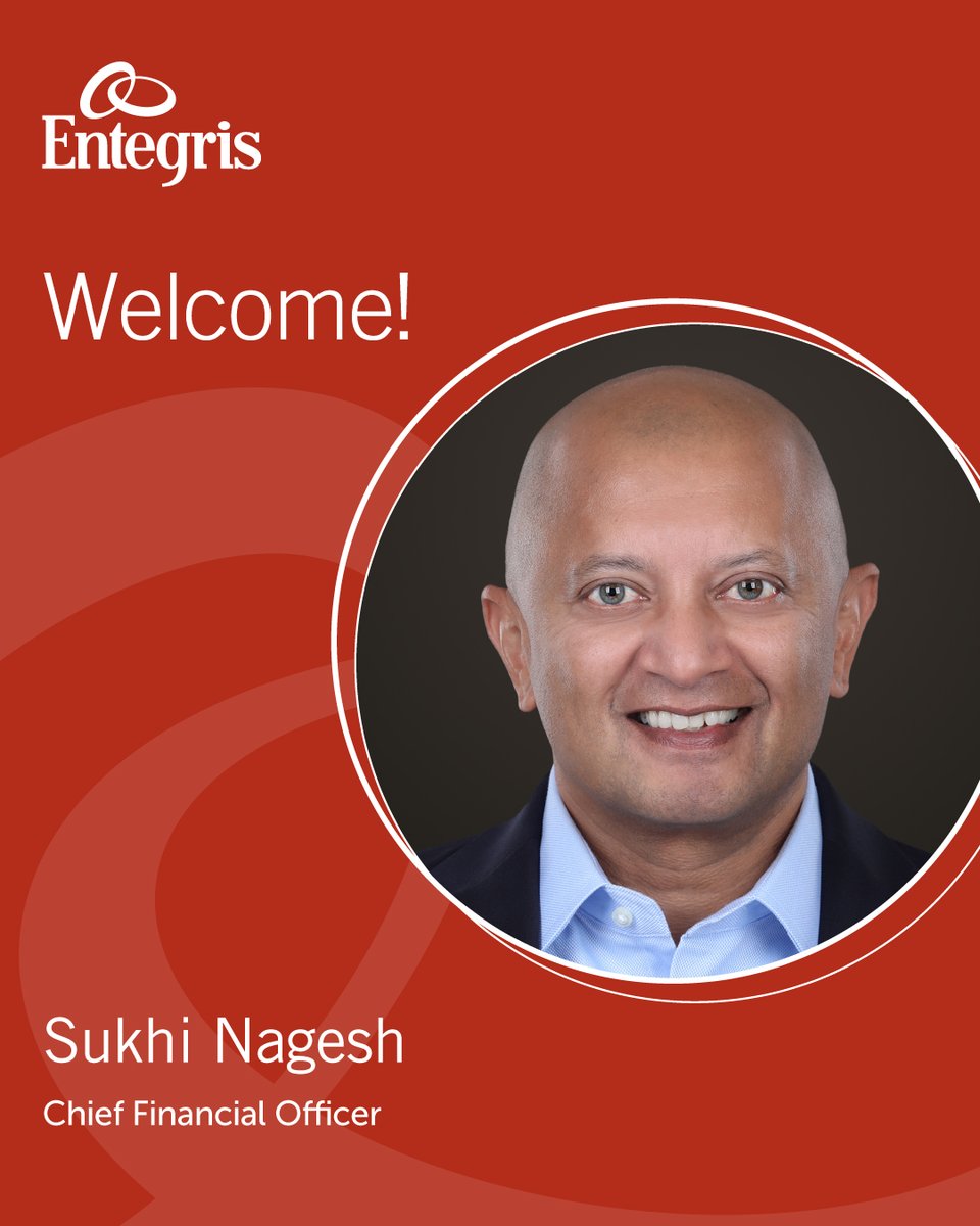 Entegris's tweet photo. We are excited to welcome Sukhi Nagesh to Entegris as our Chief Financial Officer. Read more here. https://t.co/HCqk2Bt9ou https://t.co/o3hdlsh09n