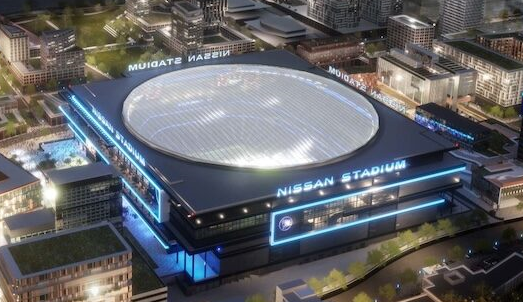 oQuarterback's tweet photo. A NFL deve aprovar nesta semana a escolha do novo estádio do Tennessee Titans para ser a sede do Super Bowl LXIV em 2030, diz #RapSheet. https://t.co/z1EsFbuVvD