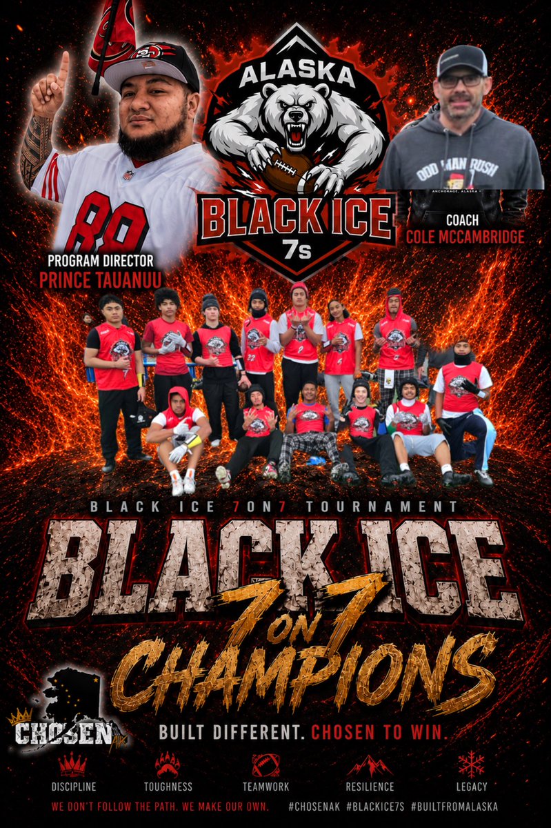 GabriellDTaylor's tweet photo. BLACK ICE 7on7 said they wanted all the smokeโฆ now they leaving with the trophy ๐โ๏ธ๐ฅ
Built Different. Chosen To Win.
#ChosenAK #BlackIce7s #BuiltFromAlaska https://t.co/GcI0RewRMh