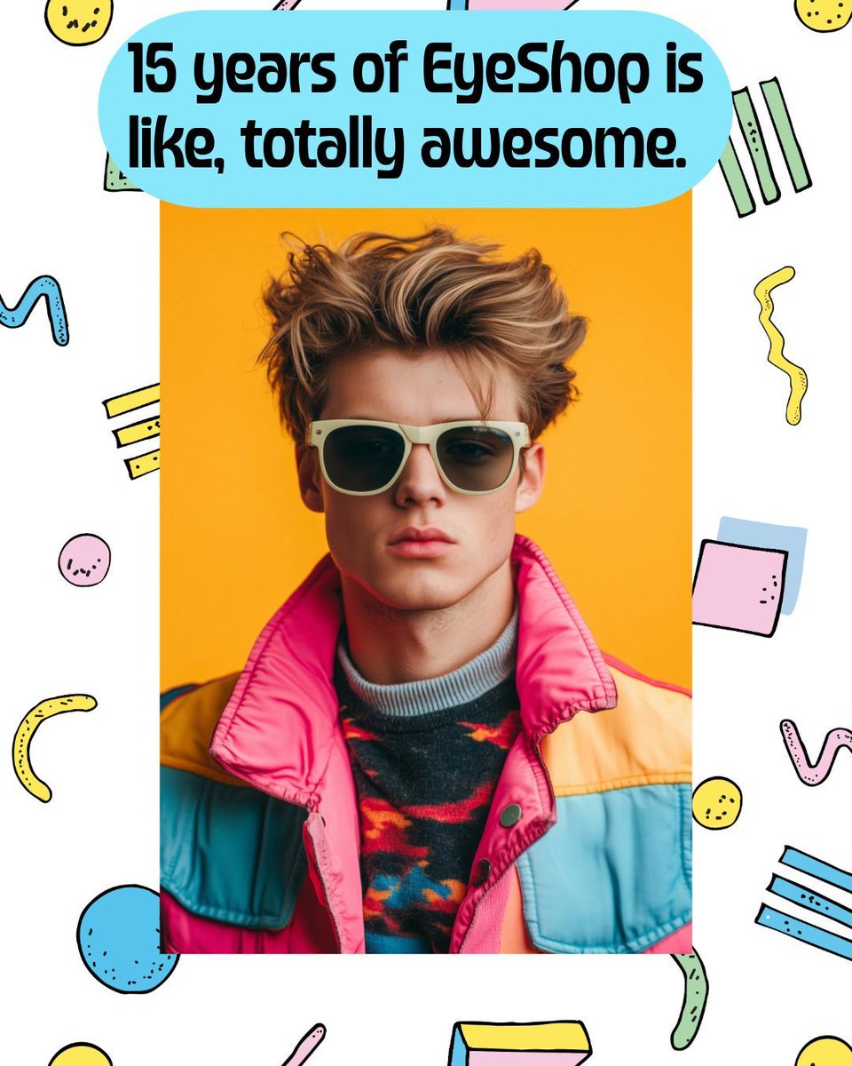 myEyeShop's tweet photo. We’re kicking off Spirit Week like it’s 1985 🎸✨

Neon? Check.
Big hair? Probably.
Questionable fashion choices? Absolutely.

We’re celebrating 15 totally rad years of EyeShop all week long as we count down to Patient Appreciation Day this Friday. https://t.co/Bw1dIU4IvF