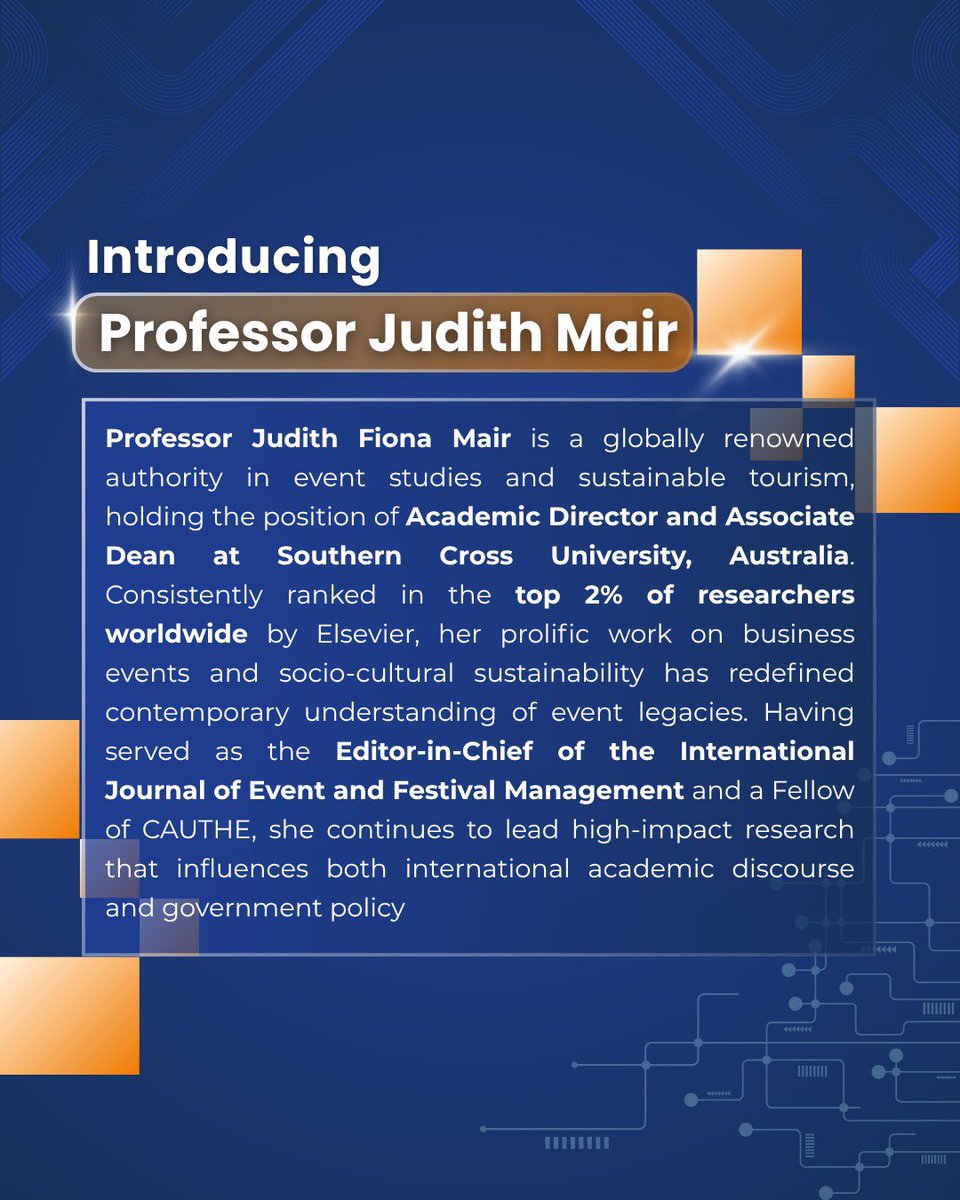 iscomice2026's tweet photo. We are honored to announce that Professor Judith Mair, Academic Director and Associate Dean at Southern Cross University, will be speaking at ISCOMICE 2026.

Secure your spot now and be part of the conversation!

#4thISCOMICE2026 #InternationalScientificConference #JoinISCOMICE https://t.co/Xy7fLx7yb8