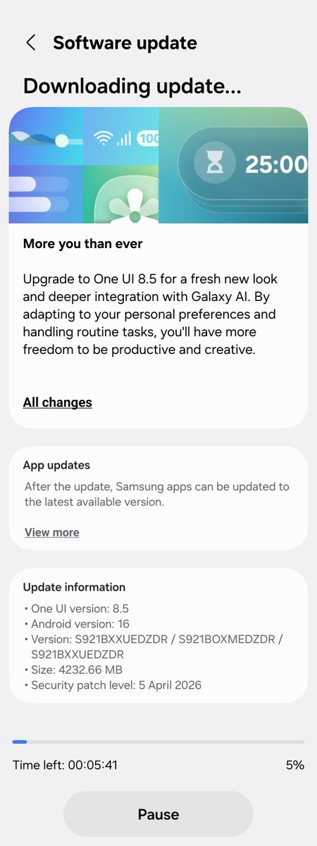 Sarr_thak's tweet photo. S24 One UI 8.5 for non beta users is now live 

@tarunvats33 @ch https://t.co/5IzReMNdj2