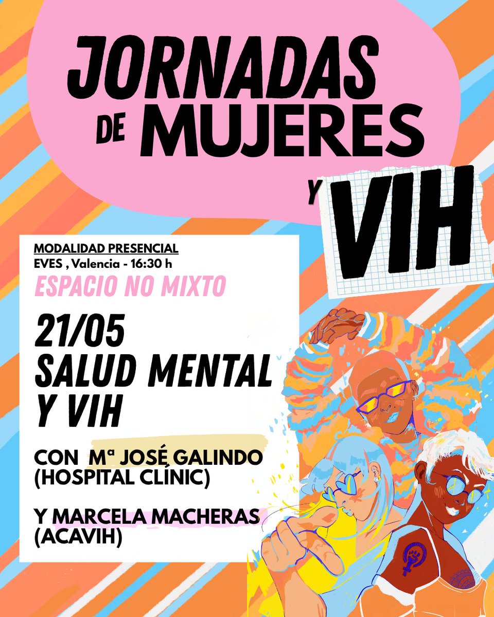 ComiteVLC's tweet photo. 👀💜 ¿Eres mujer con VIH o profesional socio-sanitaria? Desde @comitevlc y @calcsicova lanzamos un ciclo de jornadas sobre #salud #mujeres y #VIH

Primera sesión
📅21/05: Salud mental y VIH
📍Presencial no mixta + online mixta 22/05
📝Inscripción: https://t.co/GAInDe4WEW https://t.co/XzBFYWXqCl