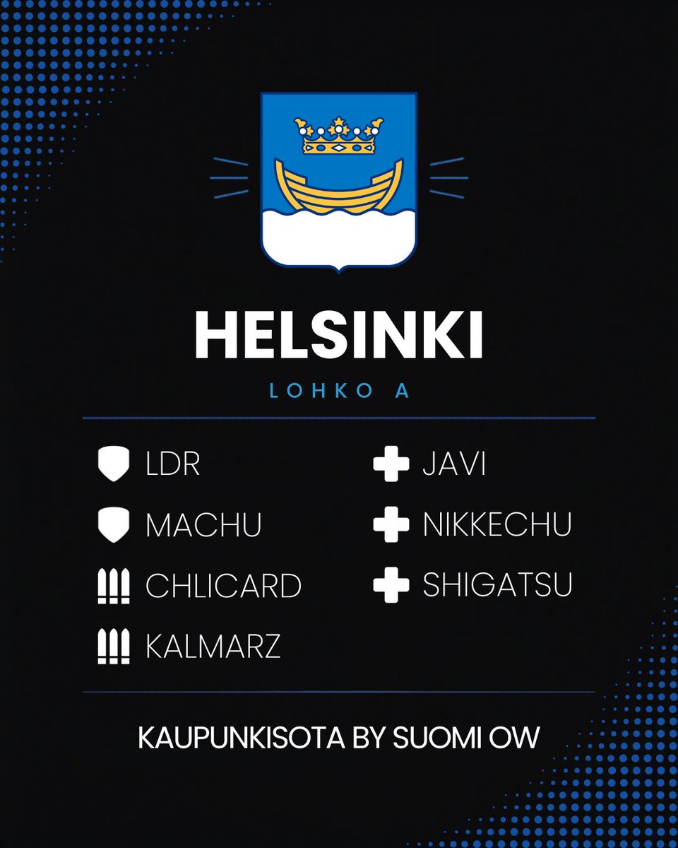 SuomiOverwatch's tweet photo. Kaupunkisota - Lohko A

Helsinki
Turku
Lahti
Tampere 2

⏰Lauantaina 23.5. kello 14.00 alkaen
📺https://t.co/1j99R7I5JQ https://t.co/EjEzkfif1m