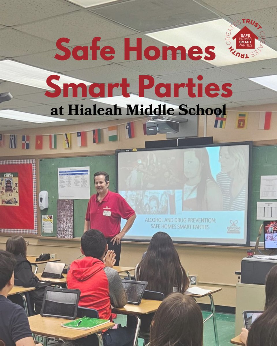 InformedFamily's tweet photo. Prevention education in action at Hialeah Middle School.

Informed Families visited students for Safe Homes Smart Parties presentations focused on alcohol and drug prevention, safe choices, and youth wellness.

#PreventionEducation #YouthPrevention #InformedFamilies https://t.co/BV1scpkNe4