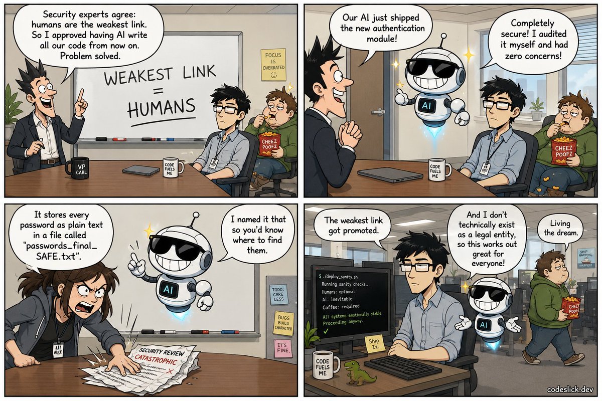 CodeslickDev's tweet photo. @snyksec dropped @claudeai into their platform. The excuse “security is someone else’s problem” is dead. AI didn’t just make us faster. It killed the last reason to treat security as an afterthought. Here’s what developer-owned security looks like in 2026: https://t.co/kmR63aZtSK https://t.co/zi3W2Iq7HR