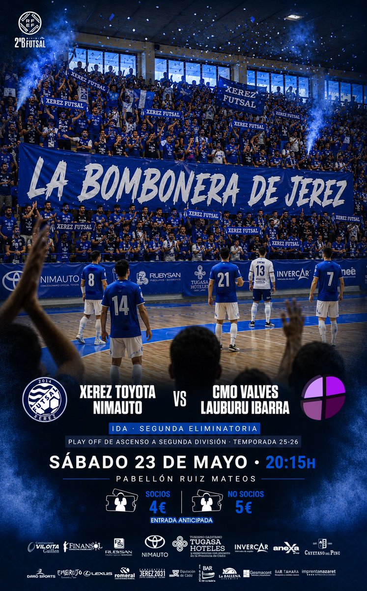 XerezDFC_Futsal's tweet photo. Xerez Toyota Nimauto 🆚 Lauburu Ibarra
📅 Sábado 23 de mayo
🕣 20:15 horas
📍 Polideportivo Ruiz Mateos

🎟️ ENTRADAS VENTA ANTICIPADA
🔹 Socios: 4€
🔹 No socios: 5€ https://t.co/wdF4nTVZB5