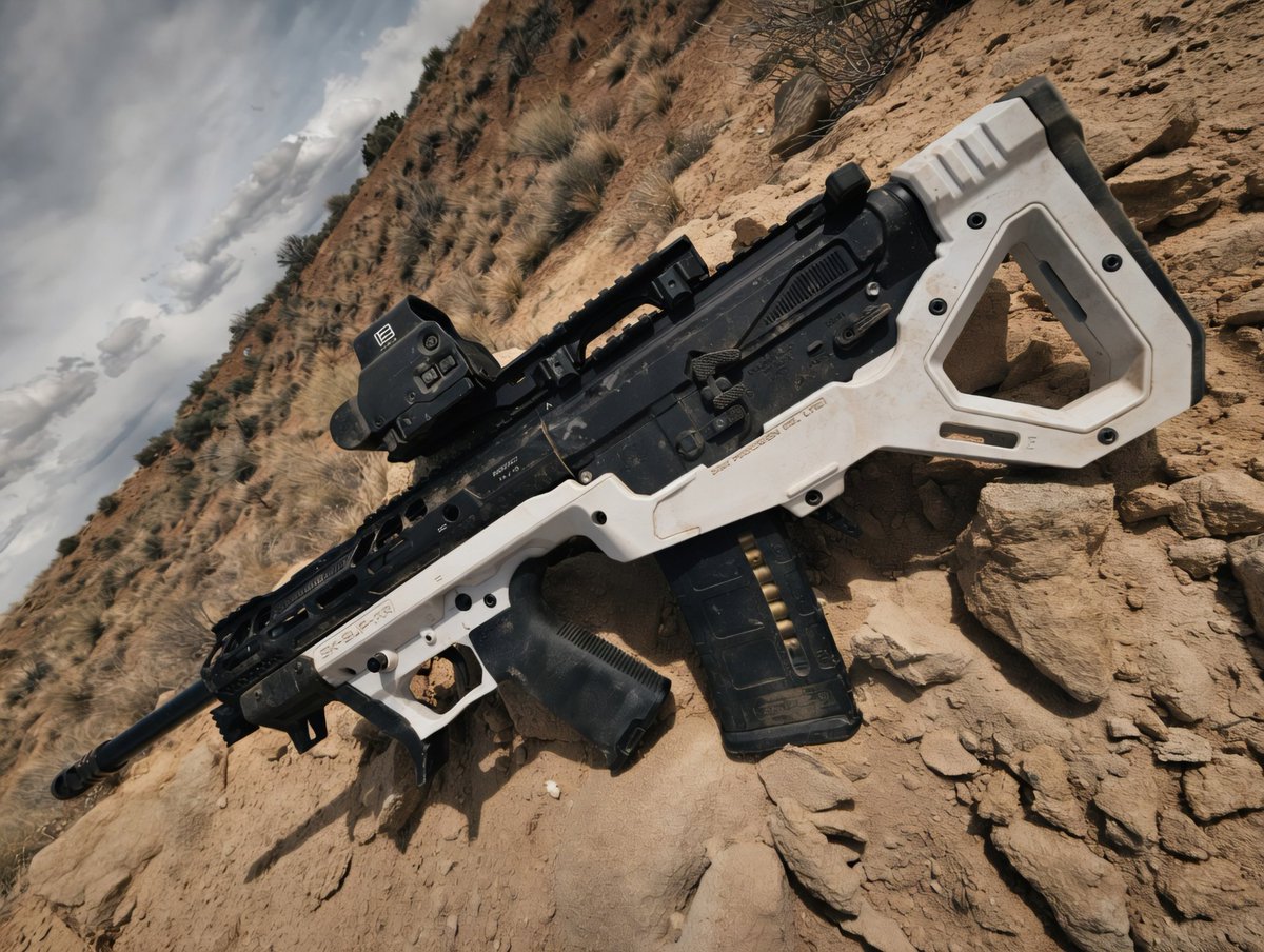 SRUGBB's tweet photo. Born from science fiction.
Built for reality.
The white #SARB15 looks like it came straight out of a futuristic battlefield — but this is no concept render.
It exists. It runs. And it changes the silhouette of the AR platform completely.
#SARB15 #SRUPRECISION #Bullpup #AR15 #FutureWeapon