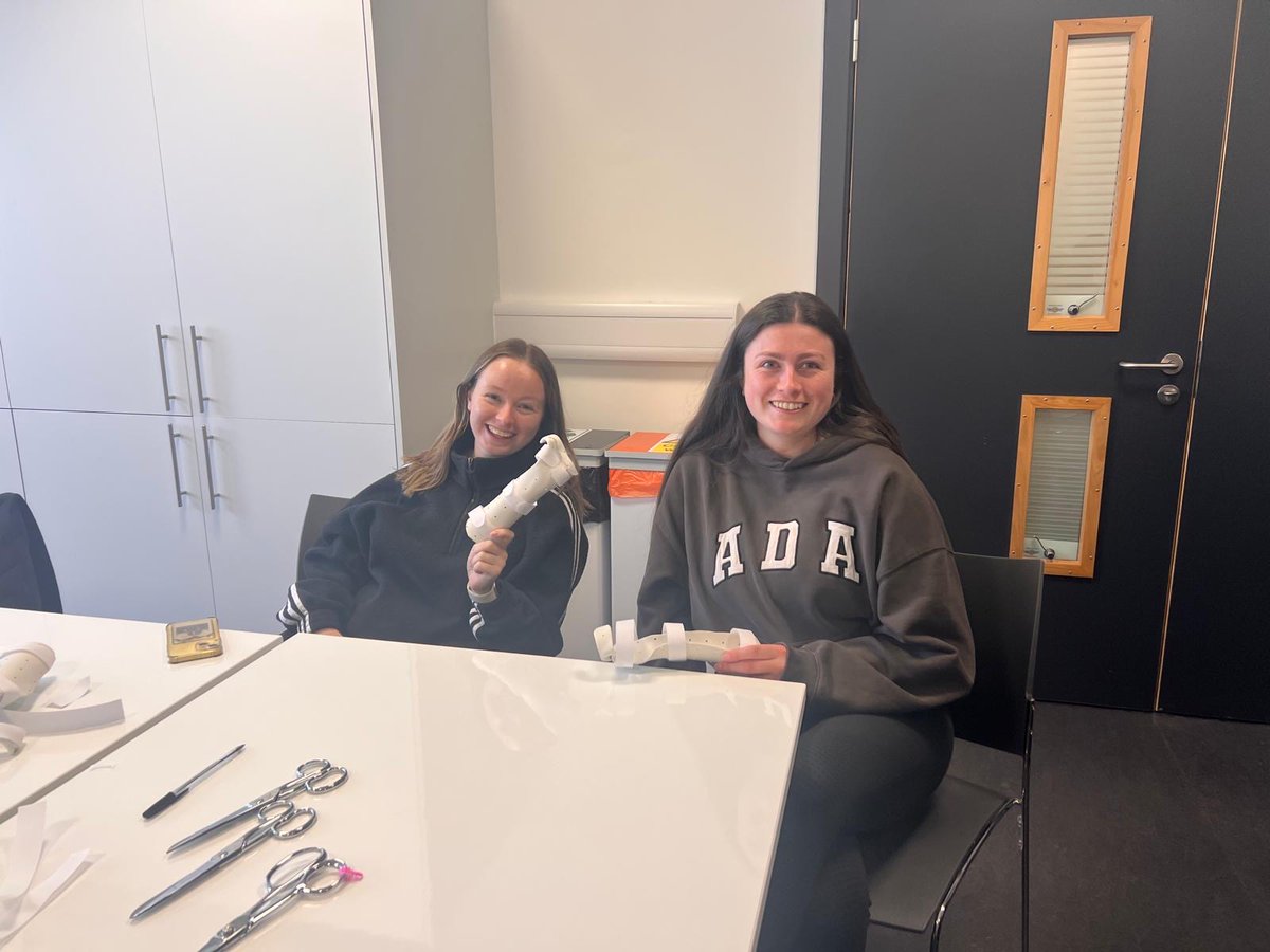 ENU_OT_'s tweet photo. 🧩| Learning in Action!
Last week our students took part in a hands-on splinting workshop, developing practical skills for clinical practice.
A big thank you to our colleagues for coming onto campus to deliver such an engaging session! 👏
#LearningInAction #InsideOTatENU https://t.co/2SOWwFP5Q3
