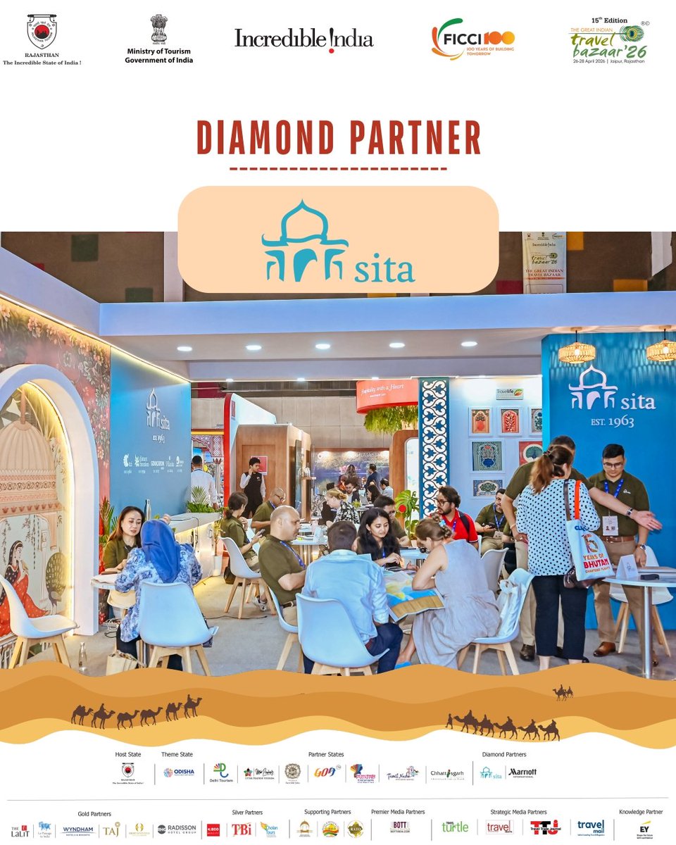 TheGITB's tweet photo. Proud to have @Sita_India as the Diamond Partner for GITB 2026.

With over 60 years of excellence in destination management across India, Nepal, Bhutan, and Sri Lanka, https://t.co/Y1kxPBjLt4