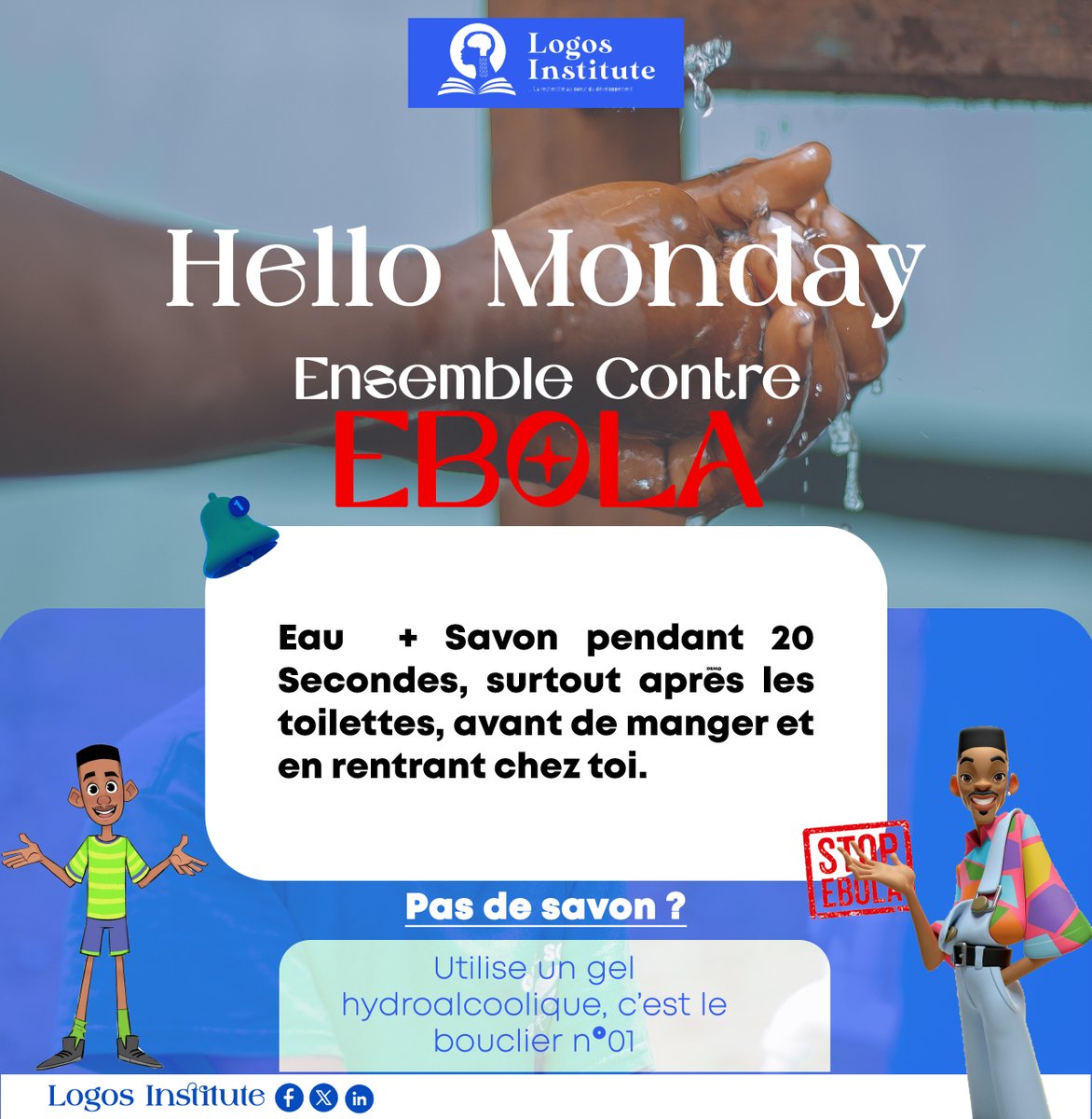 logosinstitute_'s tweet photo. Hello Monday
Le lavage des mains reste l’un des moyens les plus efficaces pour prévenir Ebola et plusieurs autres maladies infectieuses.
Des gestes simples peuvent sauver des vies. 🧼
#HelloMonday #StopEbola #SantéPublique #Prévention https://t.co/s8CLrRrzjf