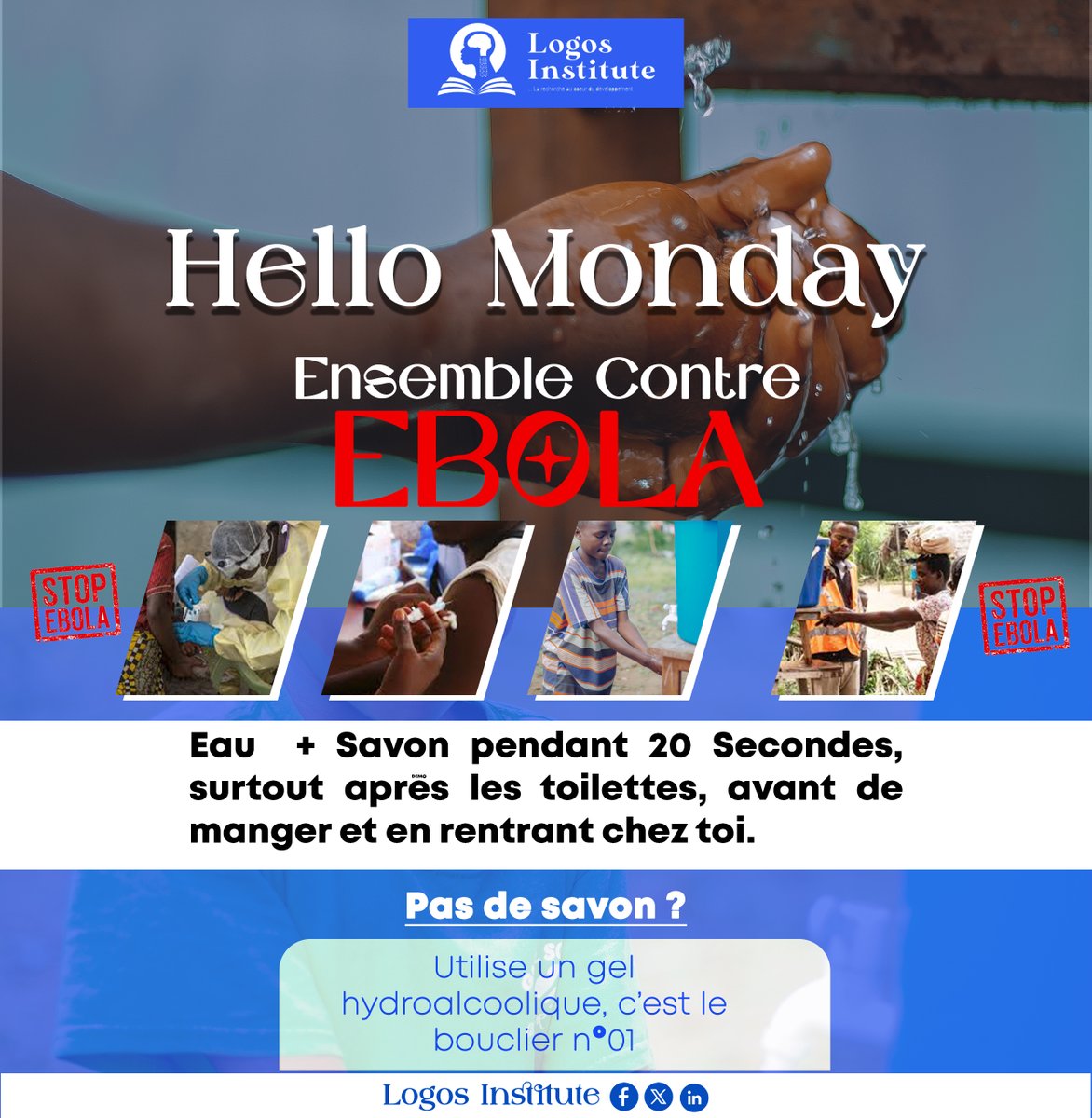 logosinstitute_'s tweet photo. Hello Monday
Le lavage des mains reste l’un des moyens les plus efficaces pour prévenir Ebola et plusieurs autres maladies infectieuses.
Des gestes simples peuvent sauver des vies. 🧼
#HelloMonday #StopEbola #SantéPublique #Prévention https://t.co/s8CLrRrzjf