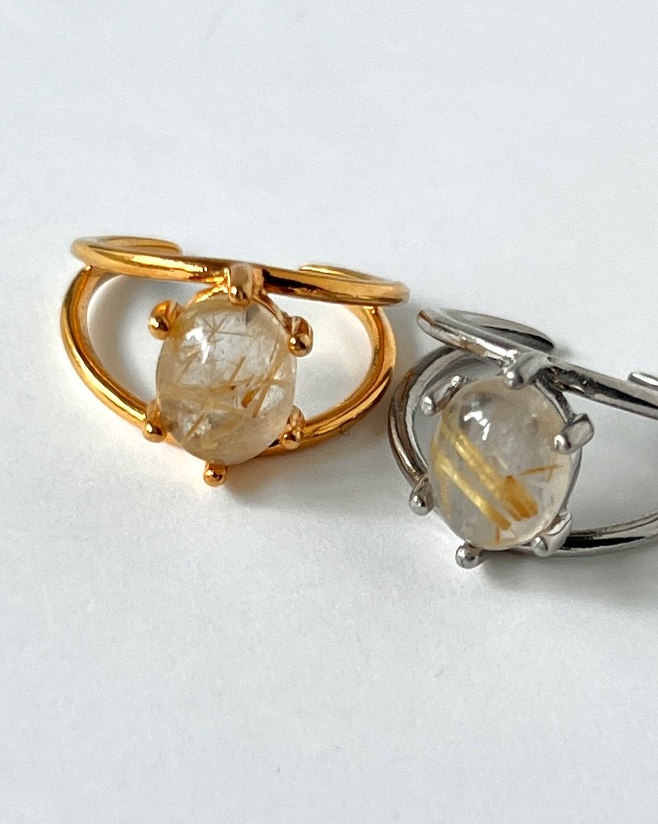 ルチルクォーツを留めたdouble ring✶ 現在販売中💍