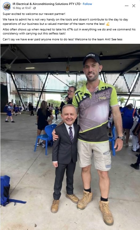 machadomerwyn's tweet photo. Wow, some of the #albo #47% tax memes are gold 😂
#silentpartner https://t.co/cF7xvk2zZl