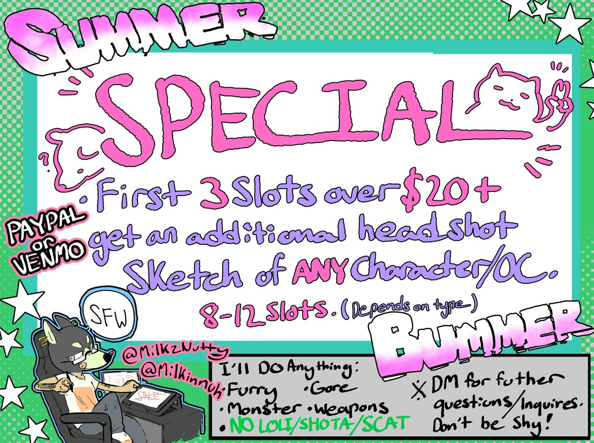 MilkzNutty's tweet photo. People been asking when commissions will open, so I'll open them now so people can start getting there slot.
(4/5) READ ALL PLEASE. (Thank you)
 #commissions #art https://t.co/Ase2XTPA5S