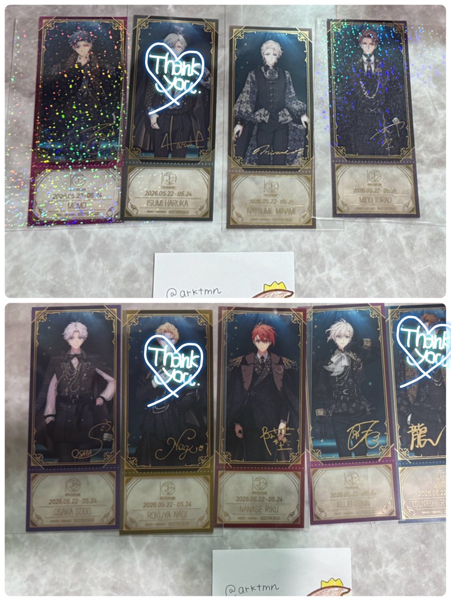 arktmn's tweet photo. 【交換】アイドリッシュセブン アイナナ EXPO 特典 チケット風クリアカード【譲渡】

譲▶︎▷壮五・陸・天・百・巳波・虎於

求▶︎▷環or 500円(送料込)

◎リトリンあります

📮𓈒𓂂郵送or山口県内・北九州手渡し可能 https://t.co/h9ccHnl5dh