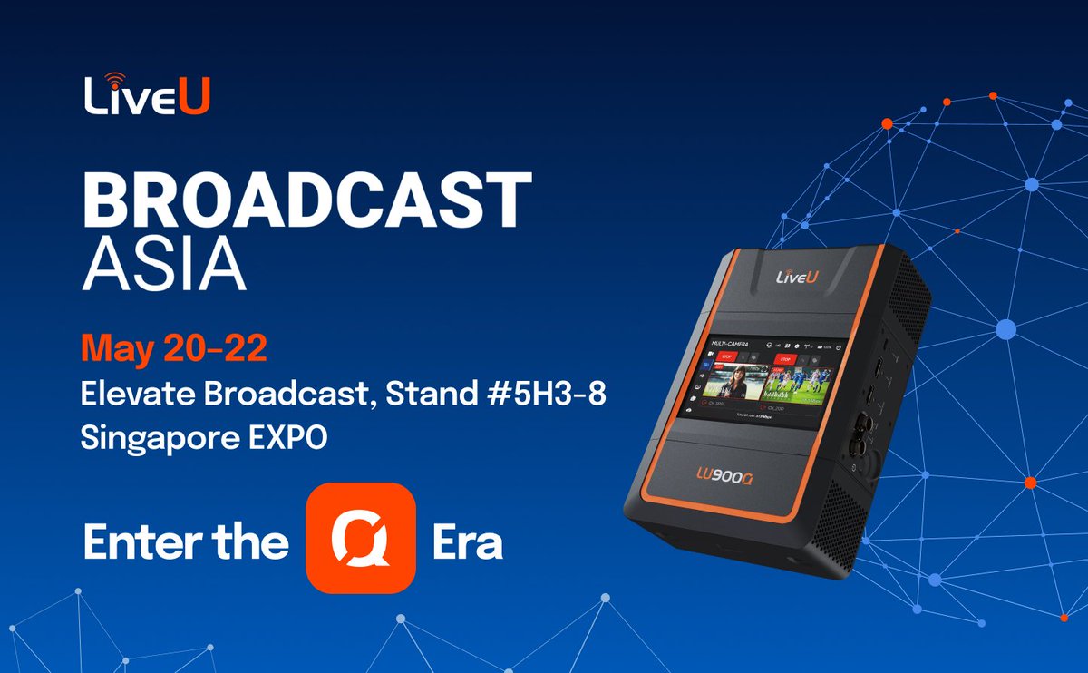 LiveU's tweet photo. Just TWO days to go until Broadcast Asia – lock in your demo! 

LiveU stations are ready to demo the latest innovations at Elevate Broadcast’s stand #5H3-8!  

Join us for a first look at the LU900Q, book the last meeting slots with us here: https://t.co/eF3M9my2yI
#BroadcastAsia https://t.co/smaYnjaTkU