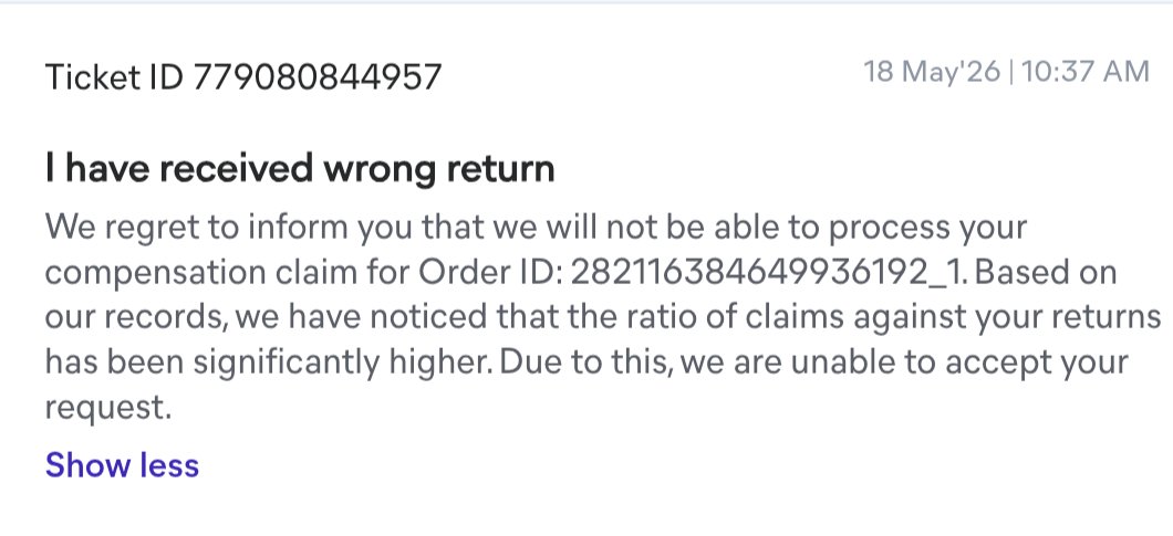 menmatrixindia's tweet photo. My account has been inactive for the past few months and i started to work again and never raised any fake claim  you guys are rejecting my genuine claim this is unfair and total loss how can a seller survive @meesho_support ? https://t.co/WkyHIcefcG