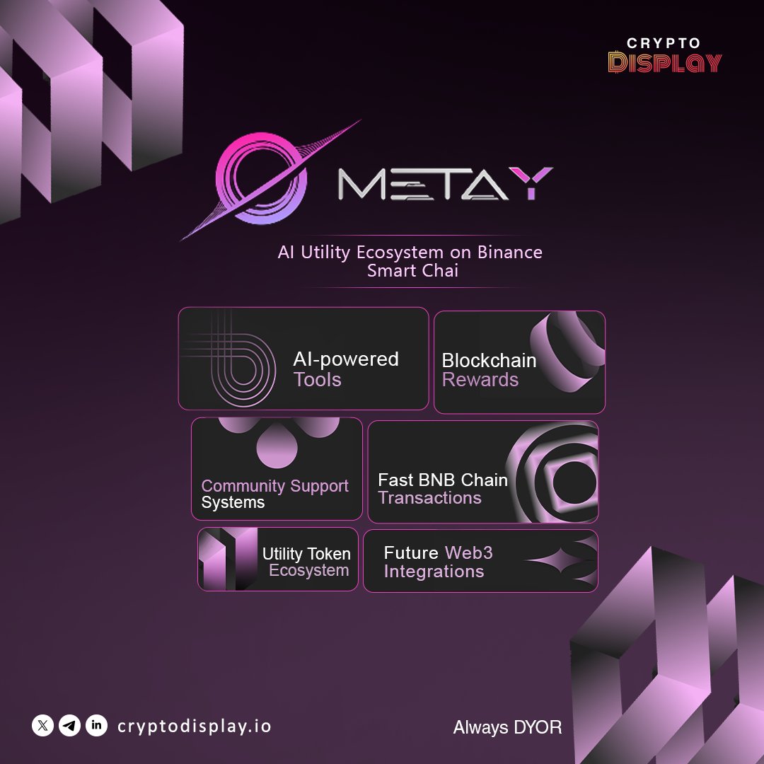CryptoDisplayio's tweet photo. MetaY IDO — AI Utility Ecosystem ✨
$CLAW is building an AI-powered ecosystem on BNB Chain, combining blockchain utility with future Web3 integration.
For More - https://t.co/53ibTolATM
#CryptoDisplay #IDO #MetaY #AI #Crypto #Web3 #CLAW https://t.co/DcKFlLSmIB