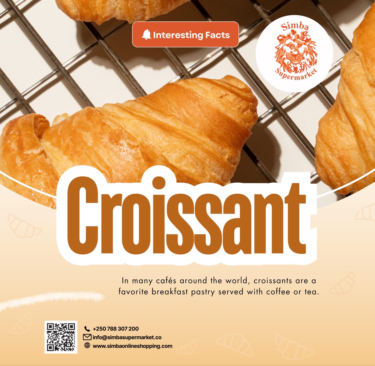 SimbaRwanda's tweet photo. An interesting fact we can all agree on: nothing beats a fresh, warm croissant in the morning. Stop by any Simba Supermarket branch or Simba Café today.
#simbasupermarket #simbaonlineshopping #croissantlover #Rwanda https://t.co/Nt2BuBZz4O