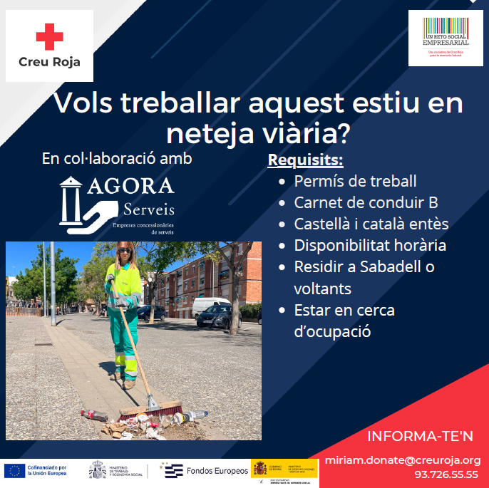 CreuRojaSBD's tweet photo. [Ocupació]

🤝 Repetim col·laboració amb Obra Social @SmatsaSbd  

🧹 Treballa aquest estiu en neteja viària

‼️Úniques sessions informatives a #CreuRojaSBD aquest dijous i divendres. https://t.co/QgyLlrLxtm