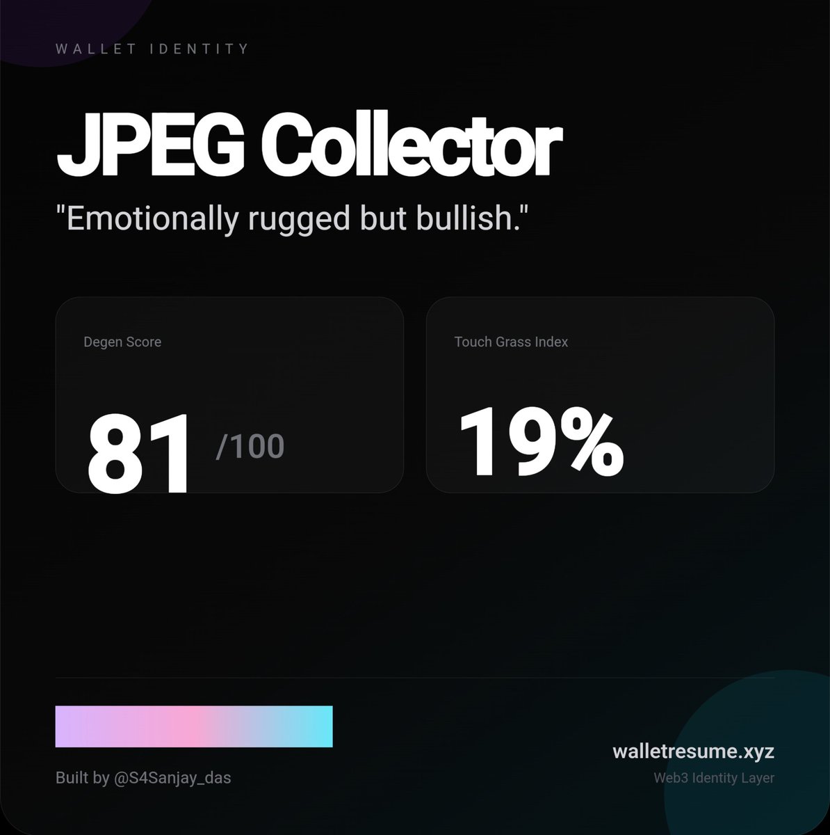 BitGS001's tweet photo. Finally a tool that tells me my portfolio damage and mental damage together
🌚 https://t.co/BHK0YlY9OS