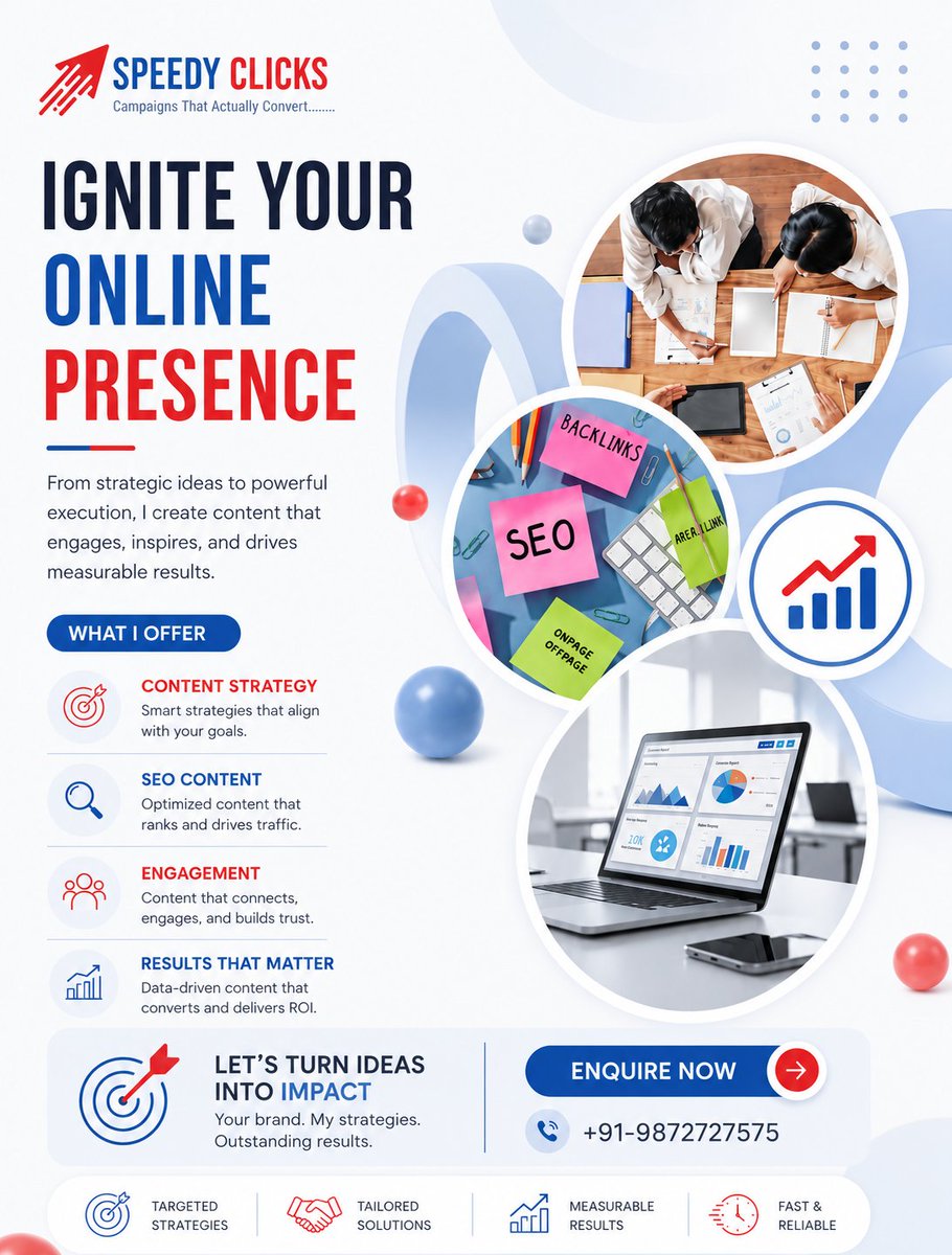 speedyclicks's tweet photo. Your brand deserves more than just visibility — it deserves impact. 
From SEO to content strategy, Speedy Clicks helps businesses build a strong online presence that drives real results.

🌐 https://t.co/g2KPJVyYUr
📞 +91 98727 27575 https://t.co/nvNAUPAVzD