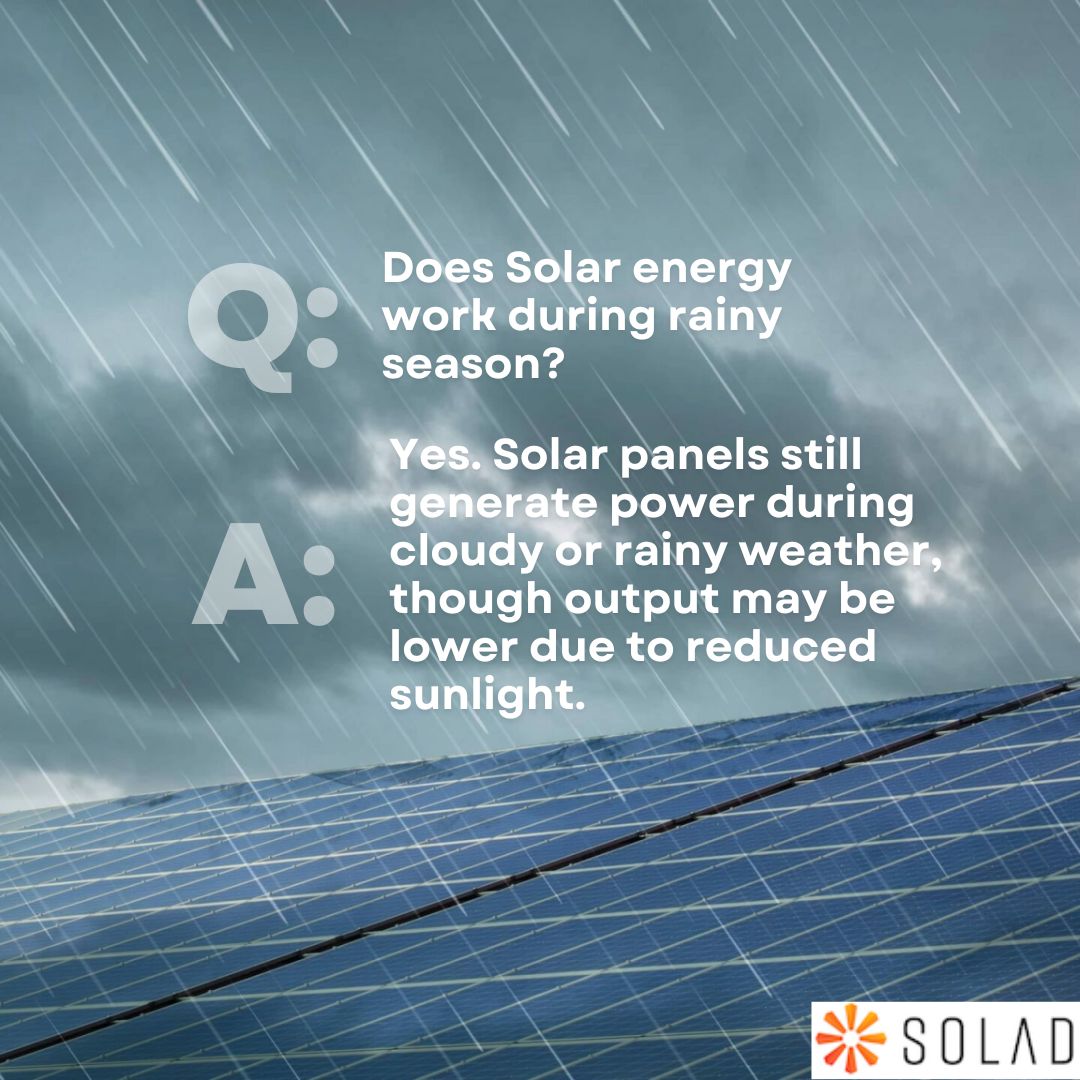 SOLAD17's tweet photo. Rainy season is here, and weather conditions can affect how your solar system performs.

We’ve answered some common questions and shared a few helpful tips to help you get the best from your power supply during this season.

Swipe through to learn more 👉

#RainySeason #Solad https://t.co/84kZsFFPSB