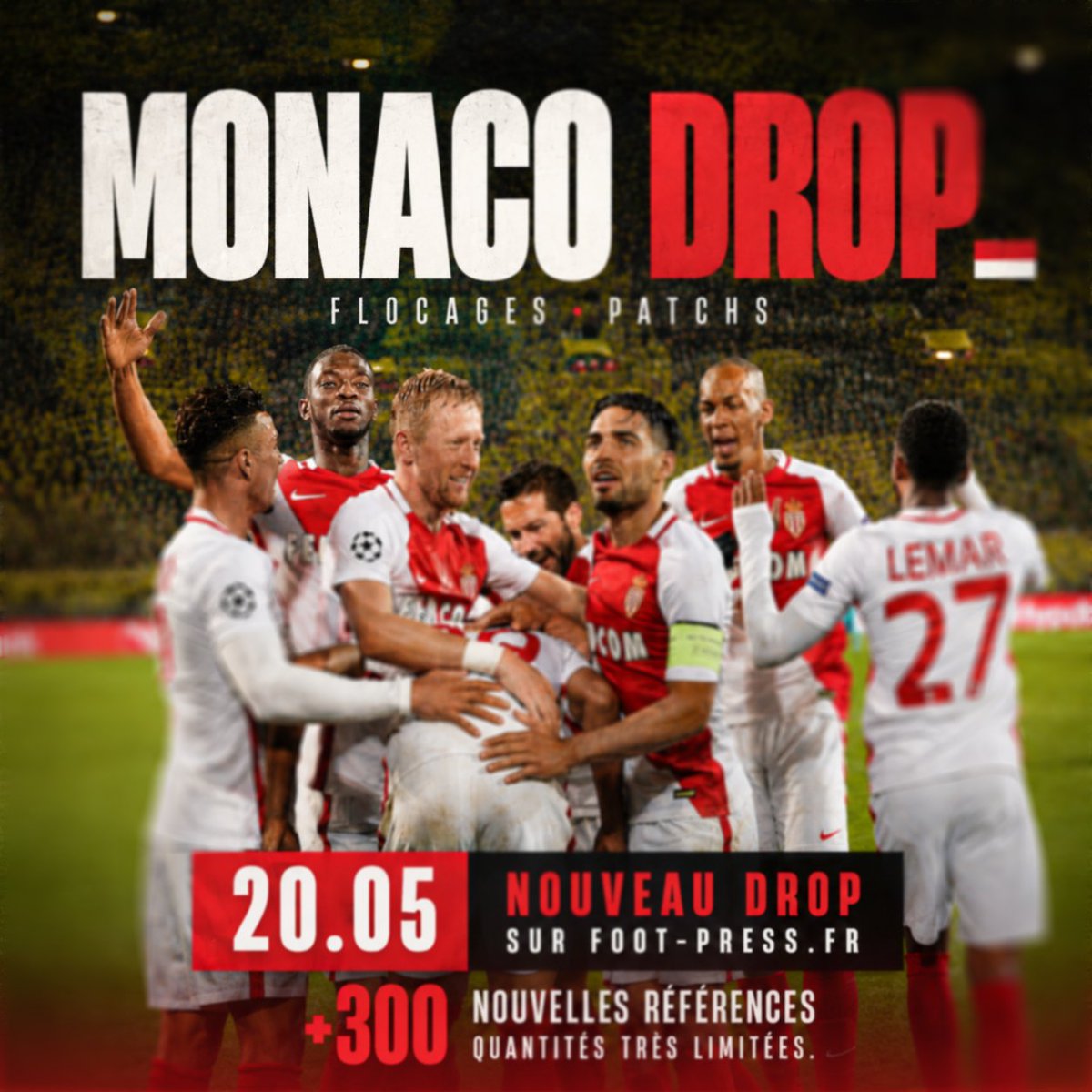 FootpressFR's tweet photo. 🇲🇨 MONACO DROP.

+300 nouvelles références arrivent sur Footpress ⚽️

mais aussi de nombreuses nouveautés Real Madrid, Chelsea, Arsenal, PSG, FCB, Norvège et bien d’autres 👀
📅 20.05.2026 — 18H00 (heure française)

Disponible sur :
➡️ https://t.co/Le4SNocwAD https://t.co/agt6XSQ1YL