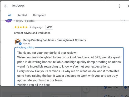 DampSolutions1's tweet photo. More 5‑star Google feedback ⭐️⭐️⭐️⭐️⭐️
Customers continue to highlight fast response times, clear pricing, tidy workmanship, practical advice &amp; consistent professionalism. Always good to see our standards recognised.
Damp Proofing Solutions — nearly six decades of proven service. https://t.co/Ultl8CnuHa