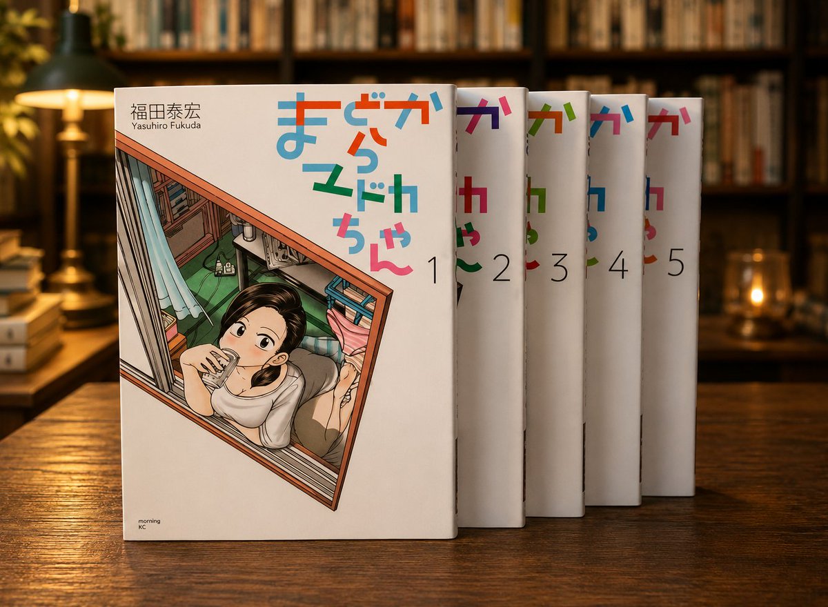V75er's tweet photo. 福田泰宏 (著)
『まどからマドカちゃん』 全5巻 (2017-2018)

窓から姿を現す不思議な女の子と、彼女に翻弄されるサラリーマンの窓際コミュニケーション✨

ゆる～い感じでサラッと読めて面白かった😊
最後は大団円でめでたしめでたし✨

#読了 #漫画 #manga https://t.co/Yo2Oxvky5r
