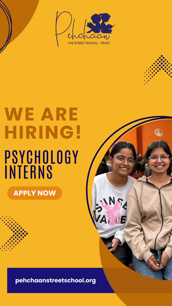 Tilotma7's tweet photo. 🧠 We’re Hiring: Psychology Interns

Help children build confidence and emotional strength with @Pehchaan_School 

📜 Certificate + 📄 Letter of Recommendation

Apply: https://t.co/3NdmubJVpO

#Psychology #Internship #Hiring https://t.co/TdQYocSaIF