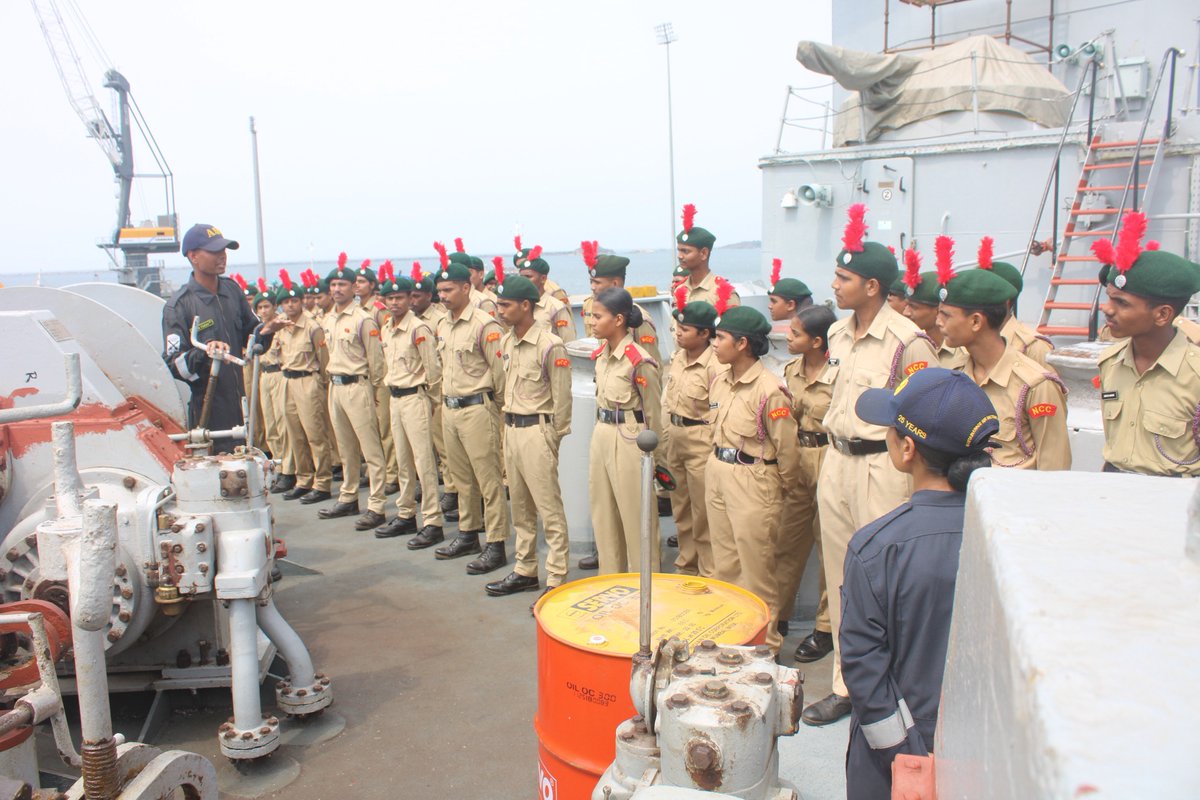 IN_KTKNA's tweet photo. Inspiring Young Minds 🇮🇳⚓
As part of the training camp of 8 KAR Naval Unit NCC, BVY Karwar coordinated a visit of 432 NCC cadets onboard the majestic #INSAditya at #NavalBaseKarwar from 16–17 May 26.
The cadets interacted with the crew and gained firsthand insights into fleet tanker operations, replenishment at sea, and life onboard a frontline naval ship. The visit also enhanced awareness about the vital role of the #IndianNavy in safeguarding India’s maritime interests and securing the seas.
An enriching experience aimed at inspiring future leaders and strengthening the spirit of #NationBuilding 🇮🇳
@indiannavy @IndiannavyMedia @IN_WNC
@IN_WesternFleet @HQ_DG_NCC
@dgncc_india @Dte_Kargo @belagavi59873
