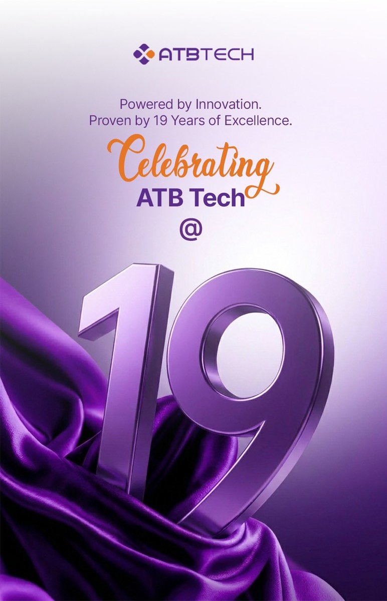 ATBtechLtd's tweet photo. 19 years ago, we started with a simple goal, using technology to solve real business problems.
Today, ATB Tech has grown through innovation, strong partnerships, and the trust of the people and businesses we’ve worked with along the way.
#ATBTech
#ATBTechAt19
#ITSolutions
#Tech https://t.co/Aqpz3p4CPL