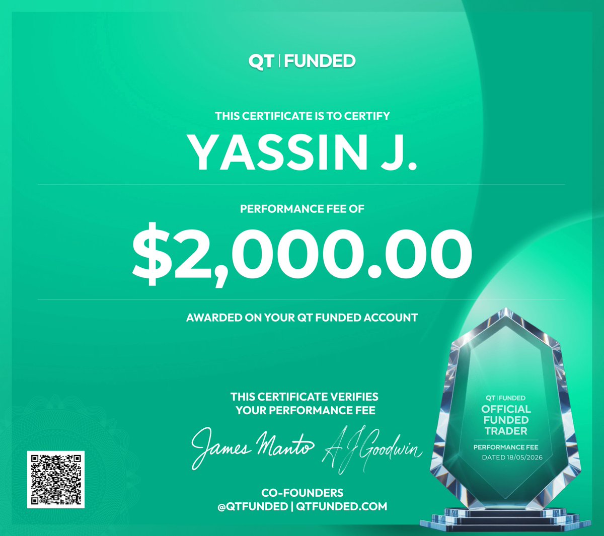 0xYassin's tweet photo. thankyou @QtFunded big up @AlexQuantTekel 

can’t wait to receive my other payout https://t.co/4b1BwanNyy