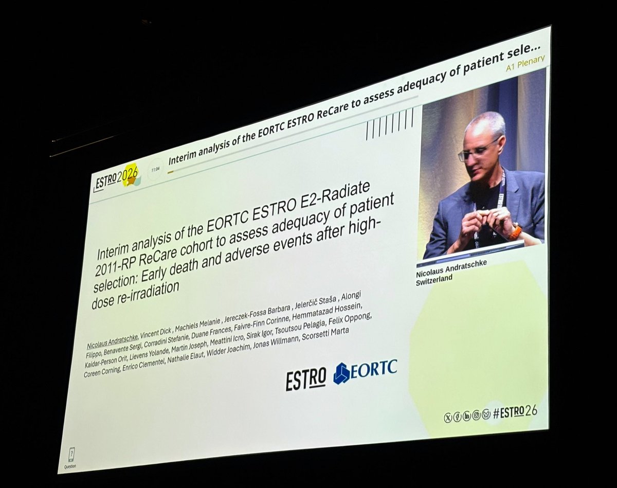 Icro_Meattini's tweet photo. Congratulations @NAndratschke and the whole team - presenting @EORTC @ESTRO_RT E2-Radiate ReCare cohort to assess adequacy of patient selection #ESTRO26 

Network and cooperation made the difference in science 🙏🏼💪🏼

#OncoAlert @OncoAlert https://t.co/ZKSpMtYQFv