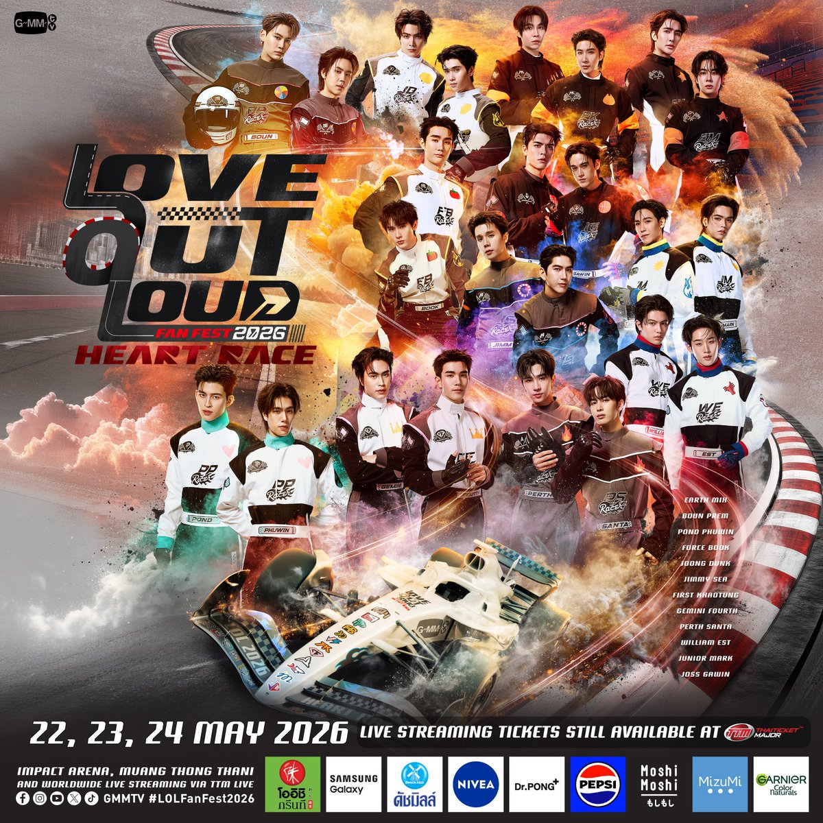IMPACTArenaTH's tweet photo. LOVE OUT LOUD FAN FEST 2026 : HEART RACE🏎️❤️‍🔥
📍พบกันที่อิมแพ็ค อารีน่า
📅22-24 พฤษภาคม 2026 เวลา 17:00 น.
มา IMPACT Arena ง่ายกว่าที่คิด!
คลิก https://t.co/u8LbMT9DmE
#LoveFeelsSoFast_LOL #LOLFanFest2026 #GMMTV
#IMPACTArena #IMPACTArena2026
#อิมแพ็คอารีน่า #อิมแพ็คเมืองทองธานี https://t.co/GKqkrD8M2D