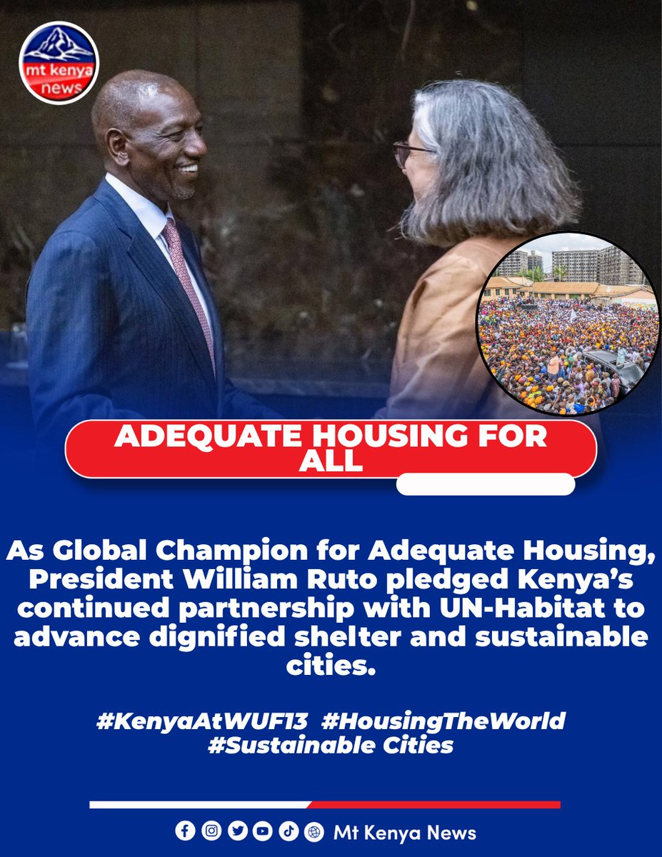TrendlineHub's tweet photo. Kenya is strongly represented at WUF13 in Baku, Azerbaijan, led by President William Ruto with Housing CS Alice Wahome and PS Charles Hinga advancing Affordable Housing and Sustainable Cities. #KenyaAtWUF13 #HousingTheWorld Sustainable Cities https://t.co/Ecr2pIO7Yb