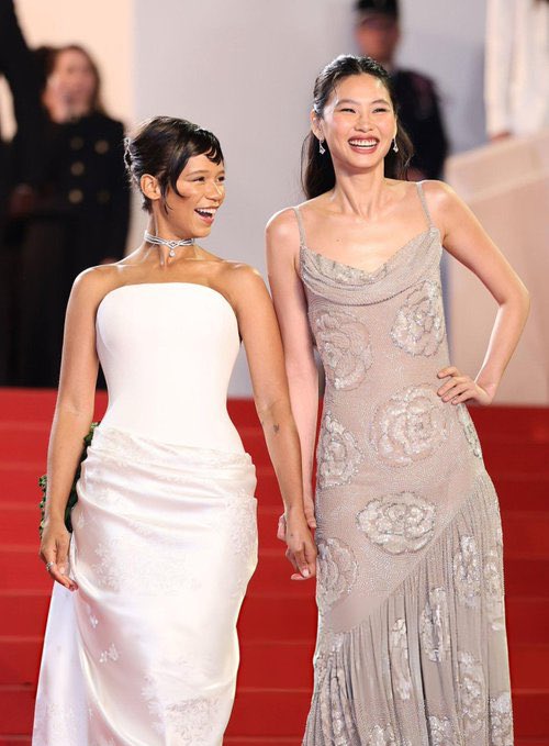 brillerfilms's tweet photo. taylor russell &amp; hoyeon jung at the 79th cannes film festival ♡ https://t.co/HTjud9w2hh
