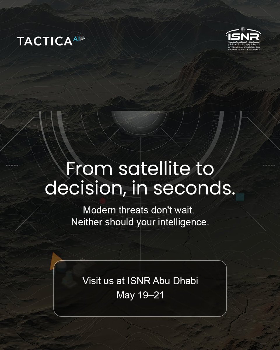 tacticalabs's tweet photo. Commanders don’t fail from lack of data. They fail from drowning in it.

TACTICAAI uses agentic AI to orchestrate GEOINT, OSINT, and IoT feeds in real time — turning intelligence into action.

ISNR Abu Dhabi | 19–21 May https://t.co/LC6UKrTwXV