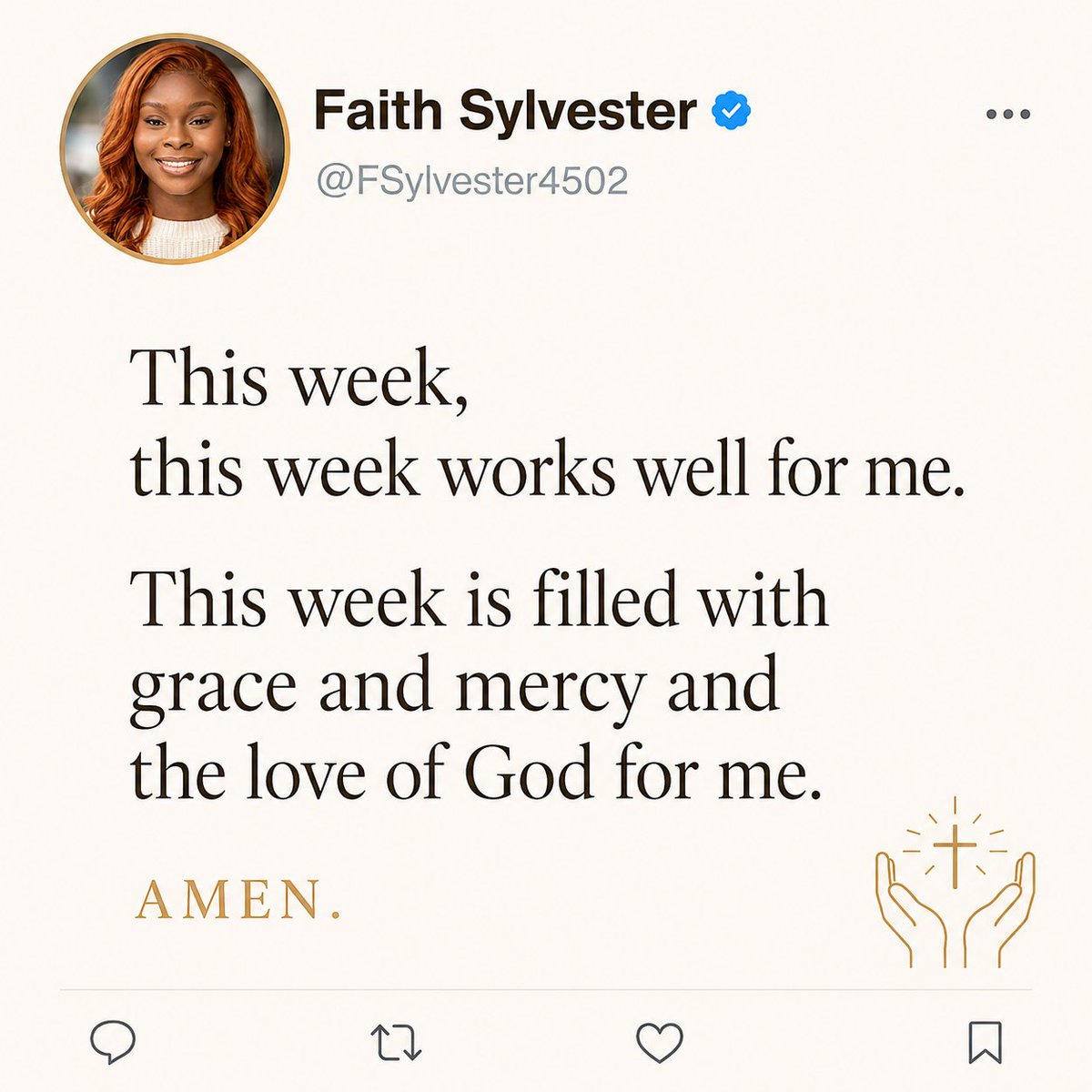 FSylvester4502's tweet photo. This week, will favour us all.
Amen 🙏 https://t.co/x5qpvb7k5A