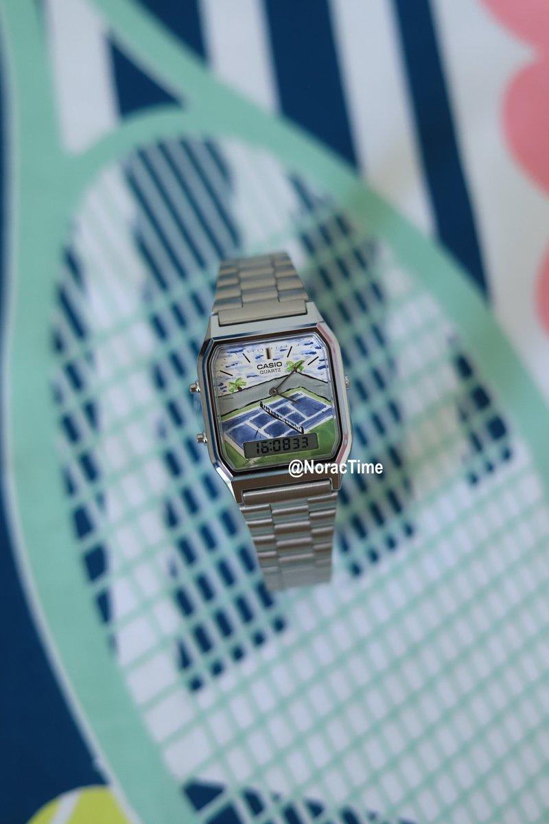 PierreCaron31's tweet photo. Montres uniques peintes à la main : 

Casio "Tennis Court" 🎾 pour flamber à Roland Garros ! (Même Sinner il l'a pas celle-là) 

https://t.co/qsyTU4Y5GF https://t.co/kmMWKS7X77