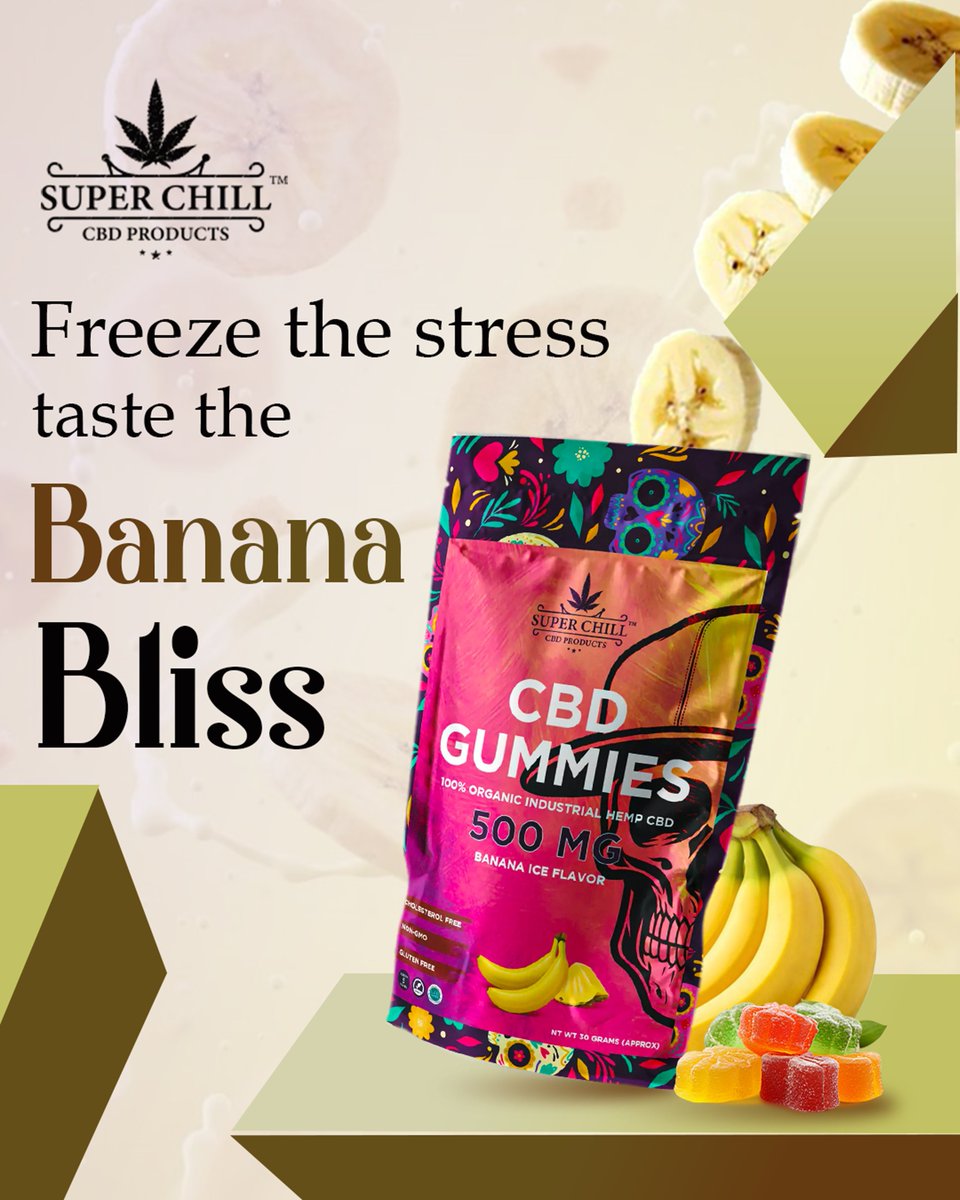 GetSuperChill's tweet photo. 🍌❄️ Freeze the stress and taste the bliss with Banana Bliss CBD Gummies from SuperChillProducts 🌿✨  Sweet banana flavor, chill vibes, and the perfect way to unwind anytime. 💛

#SuperChillProducts #CBDGummies #BananaBliss #CBDWellness #ChillVibes #CBDLife #RelaxAndUnwind https://t.co/ivYKRDKyBT